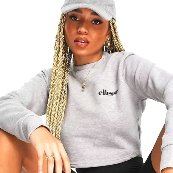 Ellesse Cropped Sweater and Shorts Co-Ord Set in Gray and Black Size 12 NWT - Picture 5 of 7